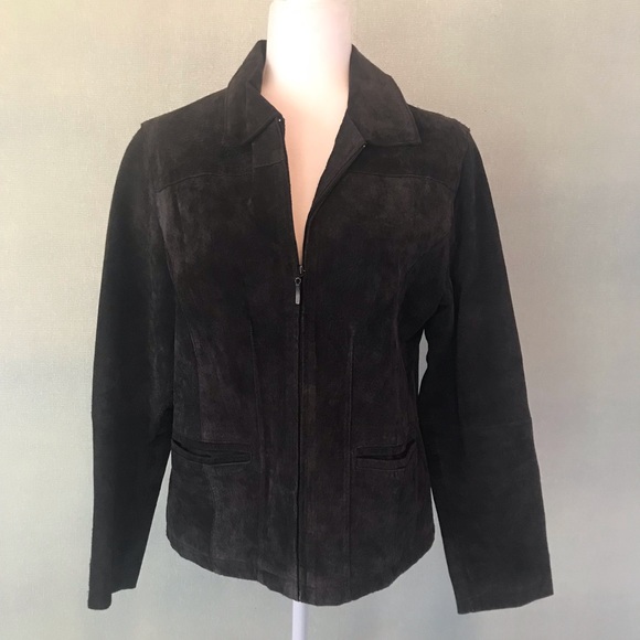 COOLWEAR Leather Jacket, Brown Leather Jacket, Bomber Jacket, Zip Up, Large - Picture 2 of 16